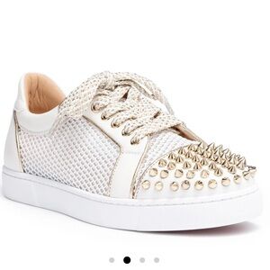CHRISTIAN LOUBOUTIN
Vieira light gold leather spike sneakers - size 40